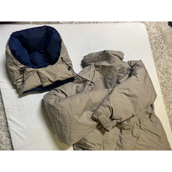 Cabelas Jacket Men XL Tan GoreTex Goose Down Removable Hood Hunting Coat Vintage - Picture 12 of 16